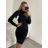 Šaty pletené dlouhý rukáv dámské (S/M ONE SIZE) ITALSKÁ MÓDA IMWAANG-2308 Smaragd S/M