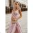 Langes, elegantes, ärmelloses Partykleid für Damen (34-42) POLISH FASHION PMLBC232231-20 Rosa 34