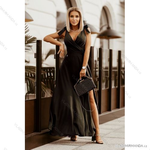 Damen Plus Size (42-46) langes elegantes ärmelloses Partykleid POLISH FASHION PMLBC23265-10 schwarz 34