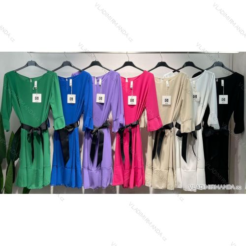 Elegantes langärmliges Kleid mit Schleife für Damen (Einheitsgröße S/M) ITALIAN FASHION IMM23HG1603