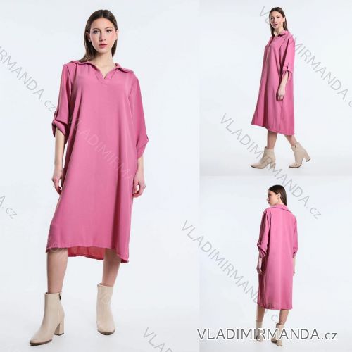 Kleid mit Kragen, lange Ärmel, Damen, Übergröße (XL/2XL, Einheitsgröße), ITALIAN FASHION IMC23015