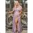 Damen Plus Size (42-46) langes elegantes ärmelloses Partykleid POLISH FASHION PMLBC23265-10 Silber 48