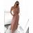 Langes, elegantes, ärmelloses Partykleid für Damen (S/M EINHEITSGRÖSSE) ITALIAN FASHION IMPSH223623/DUR Altrosa