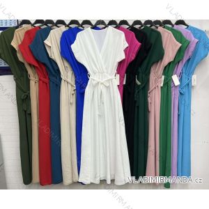 Langes Sommerkleid für Damen mit Kurzarmgürtel (S / M ONE SIZE) ITALIAN FASHION IMWD222213
