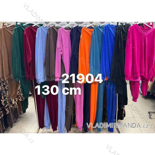 Samt-Trainingsanzug und Trainingsanzug-Set für Damen in Übergröße (2XL/3XL Einheitsgröße) POLISH FASHION IMWT2321904