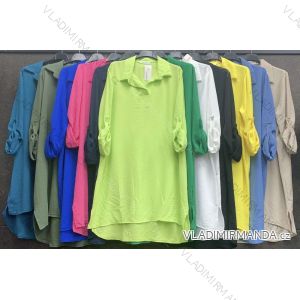 Damen-Hemdkleid mit langen Ärmeln in Übergröße (Einheitsgröße S/M/L) ITALIAN FASHION IMWA23242