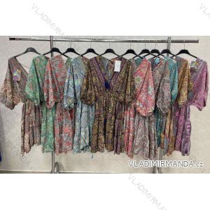 Indisches Sommerkleid mit langen Ärmeln für Damen (Einheitsgröße S/M) ITALIAN FASHION IMWKK23308