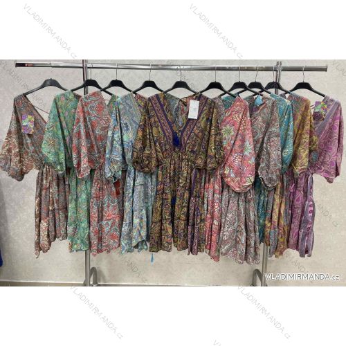 Indisches Sommerkleid mit langen Ärmeln für Damen (Einheitsgröße S/M) ITALIAN FASHION IMWKK23308