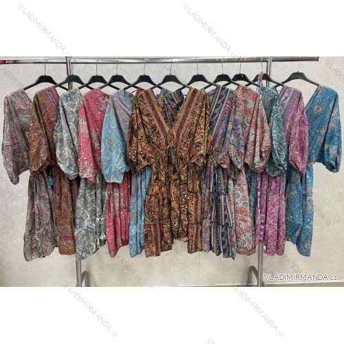 Indisches Sommerkleid mit langen Ärmeln für Damen (Einheitsgröße S/M) ITALIAN FASHION IMWKK23309