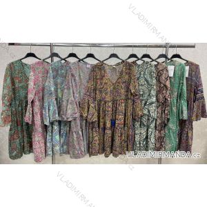 Indisches Sommerkleid mit langen Ärmeln für Damen (Einheitsgröße S/M) ITALIAN FASHION IMWKK23312