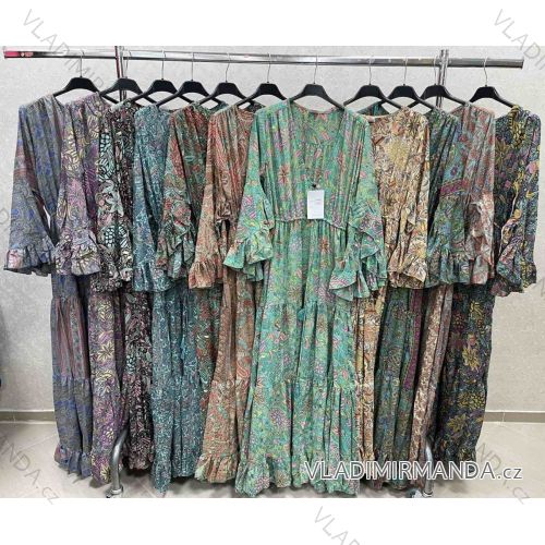 Langes indisches Langarm-Sommerkleid für Damen (Einheitsgröße S/M) ITALIAN FASHION IMWKK23314