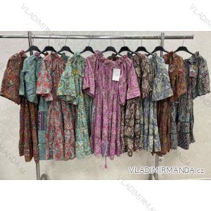 Indisches Carmen-Sommerkleid für Damen mit langen Ärmeln (S/M Einheitsgröße) ITALIAN FASHION IMWKK23316