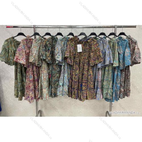 Indisches Carmen-Sommerkleid für Damen mit langen Ärmeln (S/M Einheitsgröße) ITALIAN FASHION IMWKK23317
