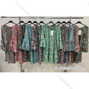 Indisches Carmen-Sommerkleid für Damen mit langen Ärmeln (S/M Einheitsgröße) ITALIAN FASHION IMWKK23318