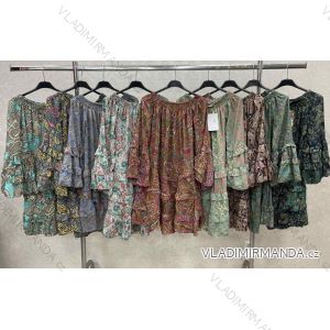 Indisches Carmen-Sommerkleid für Damen mit langen Ärmeln (S/M Einheitsgröße) ITALIAN FASHION IMWKK23319