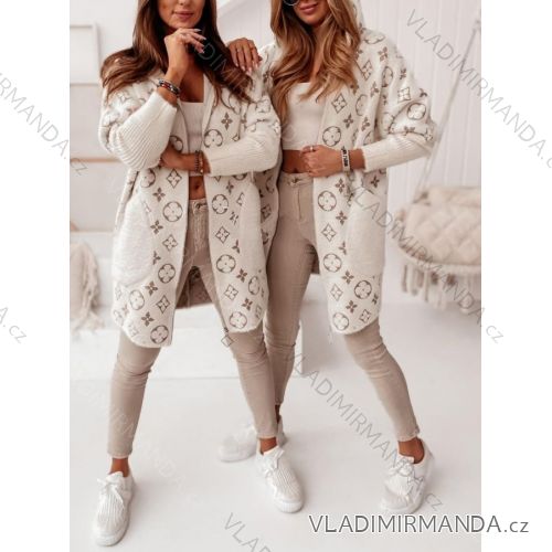 Alpaka-Mantel mit Reißverschluss für Damen mit Kapuze (Einheitsgröße S/M) POLISH FASHION PMLB23333