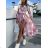 Langärmliges Damen-Sommerkleid mit Gürtel (S/M EINHEITSGRÖSSE) ITALIAN FASHION IMWKK23370