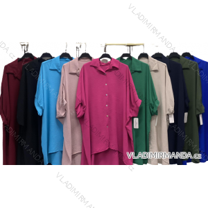 Tunika-Hemd, verlängert, 3/4-Ärmel, Damen, Übergröße (2XL/3XL/4XL, Einheitsgröße), ITALIAN FASHION IMC23093