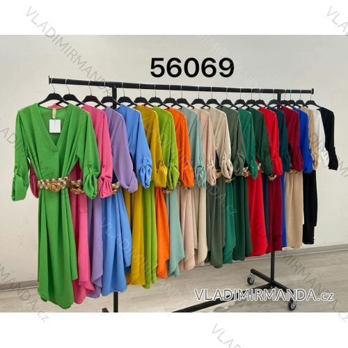 Elegantes langärmliges Kleid mit Gürtel für Damen (Einheitsgröße S/M) ITALIAN FASHION IMM23UN6139