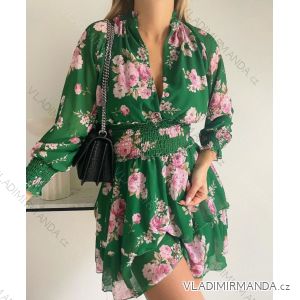 Elegantes Damenkleid mit Blumenmuster und langen Ärmeln (Einheitsgröße S/M) ITALIAN FASHION IMPLP2363530012