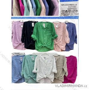 Damen-Langarmshirt aus Baumwolle in Übergröße (Einheitsgröße S/M) ITALIAN FASHION IMWC23423