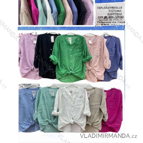 Damen-Langarmshirt aus Baumwolle in Übergröße (Einheitsgröße S/M) ITALIAN FASHION IMWC23423