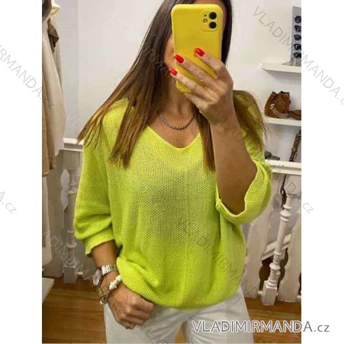 Schmaler Oversize-Schleifen-Langarmpullover für Damen (S/M ONE SIZE) ITALIAN FASHION IMWAA23381