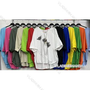 Damen-Tunika mit kurzen Ärmeln in Übergröße (Einheitsgröße S/M/L) ITALIAN FASHION IMWD23451