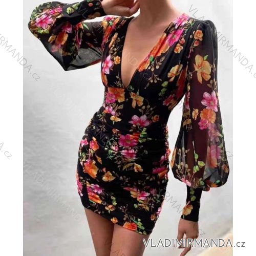 Elegantes Damenkleid mit langen Ärmeln (Einheitsgröße S/M) ITALIAN FASHION IMWE23462