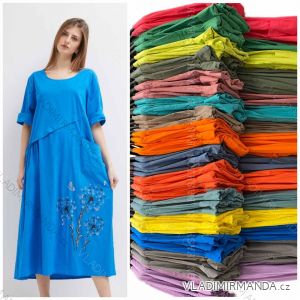 Damen-Kleid aus Baumwolle in Übergröße mit kurzen Ärmeln (XL/2XL Einheitsgröße) ITALIAN FASHION IMWT23557