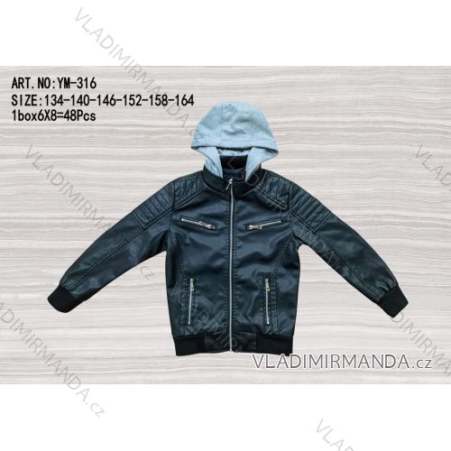 Lederjacke für Jungen mit Kapuze (134-164) ACTIVE SPORTS ACT23YM-316