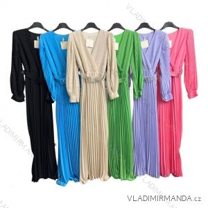 Langes, elegantes, plissiertes Langarmkleid für Damen (Einheitsgröße S/M) ITALIAN FASHION IMPLM2331812