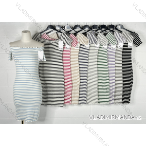 Langes, kurzärmliges Damen-Streifenkleid (Einheitsgröße S/M) ITALIAN FASHION IMPBB23C27413