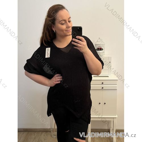 Schmaler Oversize-Schleifen-Langarmpullover für Damen (S/M ONE SIZE) ITALIAN FASHION IMWAA23381