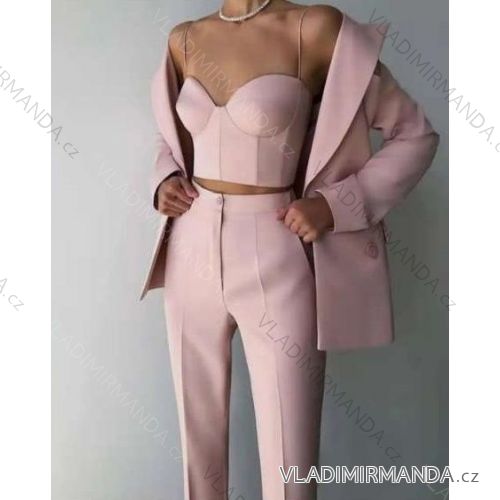 Elegantes Damen-Set aus Hose, Jacke und Oberteil (S-XL) ITALIAN FASHION IMPGM233790-03 rosa S