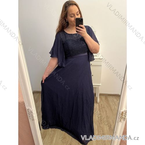 Ballkleid lang, elegant, Party, kurzärmelig, Damen (XL/2XL/3XL Einheitsgröße) ITALIAN FASHION IMM23001
