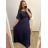 šaty plesové dlouhé elegantní společenské krátký rukáv šifonové dámské (L/XL ONE SIZE) ITALSKÁ MÓDA IMM22PL80658 2XL/3XL dunkelblau