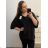 Damen Oversized Sleeve Zip Hoodie Langarm (M / L ONE SIZE) ITALIAN FASHION IM422PARIS 4XL / 5XL schwarz