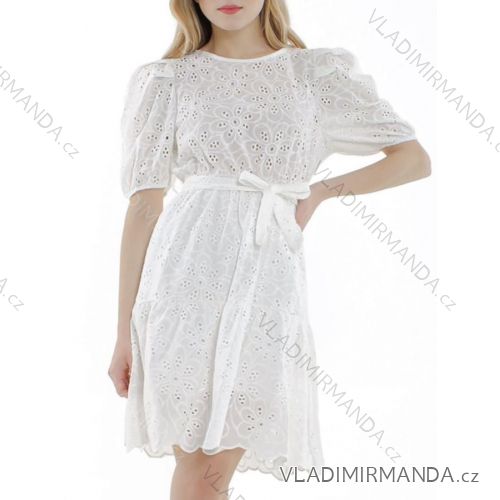 Kurzärmliges Kleid aus Spitze und Baumwolle für Damen (Einheitsgröße S/M) ITALIAN FASHION IMM23M7267