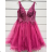 Elegantes Abendkleid für Damen mit Trägern (S/M EINHEITSGRÖSSE) ITALIAN FASHION IMPSH2350119 dunkelrosa S / M