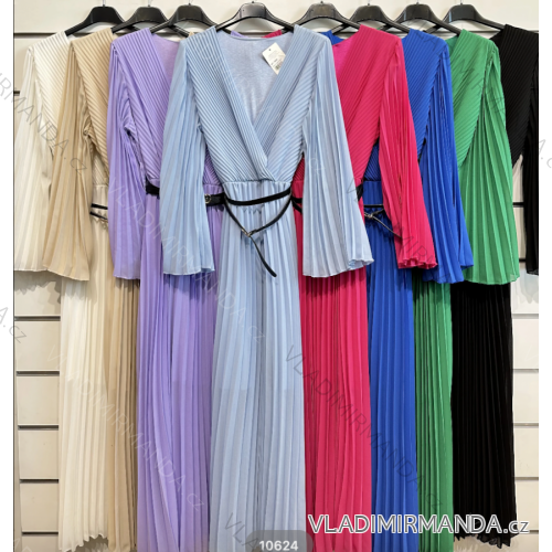 Elegantes, plissiertes Langarmkleid für Damen (Einheitsgröße S/M) ITALIAN FASHION IMPSH2310624