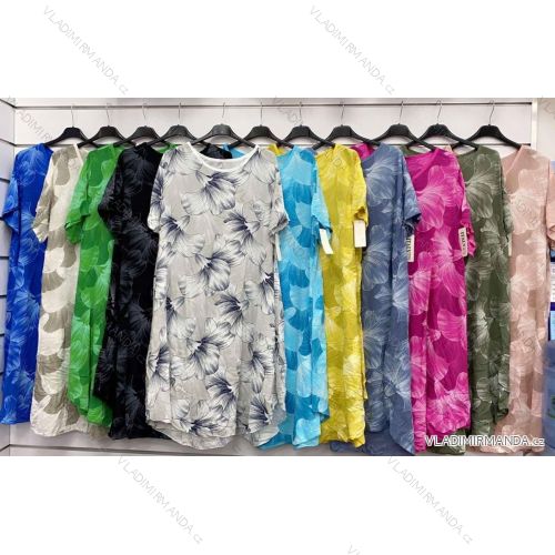 Langes Chiffon-Kurzarmkleid für Damen (S/M ONE SIZE) ITALIAN FASHION IMWGM23456