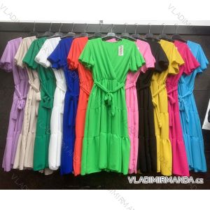 Langes Chiffon-Kurzarmkleid für Damen (S/M ONE SIZE) ITALIAN FASHION IMWGM23456