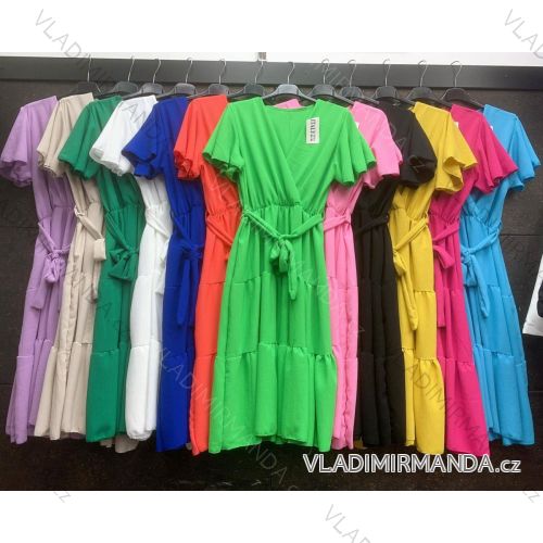 Langes Chiffon-Kurzarmkleid für Damen (S/M ONE SIZE) ITALIAN FASHION IMWGM23456