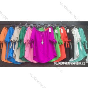 Langes Chiffon-Kurzarmkleid für Damen (S/M ONE SIZE) ITALIAN FASHION IMWGM23456