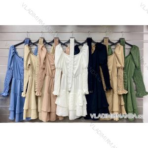 Langes Chiffon-Kurzarmkleid für Damen (S/M ONE SIZE) ITALIAN FASHION IMWGM23456