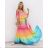 Langes Chiffon-Kurzarmkleid für Damen (S/M ONE SIZE) ITALIAN FASHION IMWGM23456