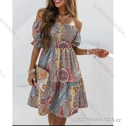 Langes Chiffon-Kurzarmkleid für Damen (S/M ONE SIZE) ITALIAN FASHION IMWGM23456
