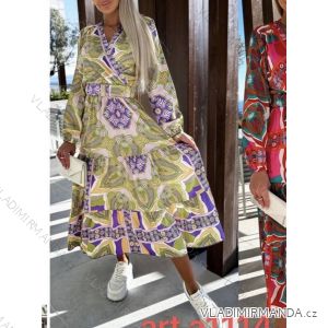 Langes Chiffon-Kurzarmkleid für Damen (S/M ONE SIZE) ITALIAN FASHION IMWGM23456