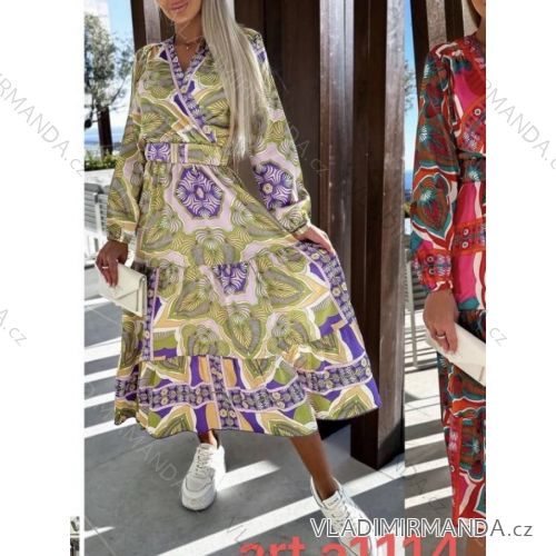 Langes Chiffon-Kurzarmkleid für Damen (S/M ONE SIZE) ITALIAN FASHION IMWGM23456